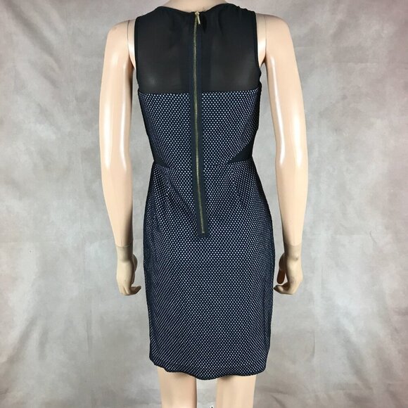 KENSIE Black/White Spotted Textured Illusion Mesh Sheath Dress XS - Picture 2 of 5